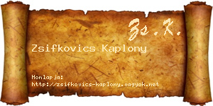 Zsifkovics Kaplony névjegykártya